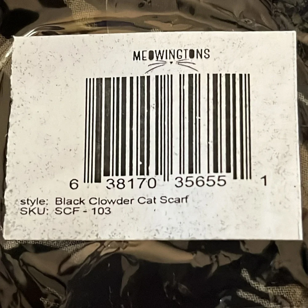 NWT Meowingtons Black Clowder Chiffon Cat Scarf